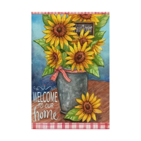 Melinda Hipsher 'Sunflower Bucket Welcome To Our Home' Canvas Art,12x19